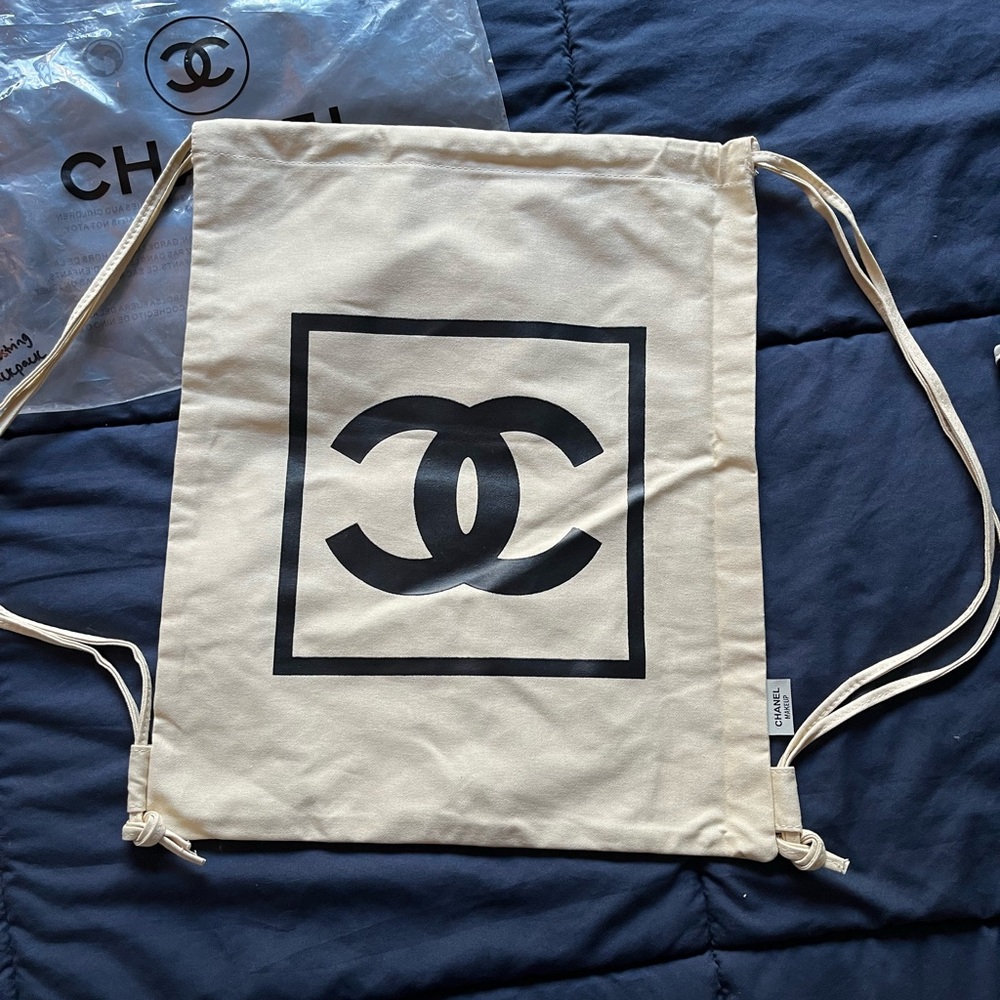 CHANEL Cream Drawstring Backpack